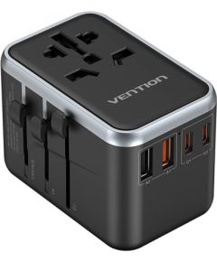 Vention FJFB0 GaN 2xUSB-C 2xUSB-A Universal Travel Adapter 65W (black)