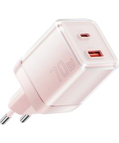 Essager Wall charger Yueqi 70W GaN USB-C + USB-A (pink)