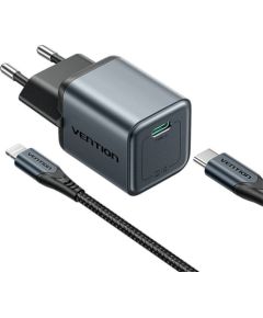 GaN Vention USB-C 20W Charger + USB-C-L 1m Cable (Gray)