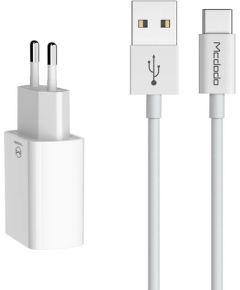 Mcdodo USB Dual Charger CH-6721 (EU) Type-C 1m Travel set (white)