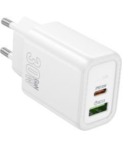 Charger Hoco N63 30W GaN USB-C/USB-A white