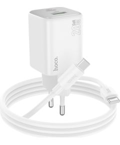Сетевая зарядка Hoco N41 20W GaN USB-A/USB-C + USB-C to USB-C cable 1.0m белая