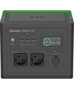 APC Schneider OffGrid Portable Power Station 730, 738Wh Lithium-ion, LCD, 2 CEE 7 3 Schuko outlets, Sinewave, 3 USB-A, 2 USB-C, Wireless Charger   PPS730-GR