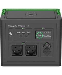 APC Schneider OffGrid Portable Power Station 500, 230V, 517Wh Lithium-ion, LCD, 2 CEE 7 3 Schuko outlets, Sinewave, 3 USB-A, 2 USB-C, Wireless Charger   PPS500-GR
