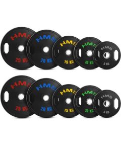 Svaru diski TOG SET RUBBERIZING OLYMPIC PLATES 2 x 5 - 25 KG (150 KG) HMS