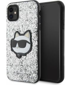Оригинальный чехол KARL LAGERFELD Glitter Choupette Patch KLHCN61G2CPS для Iphone 11| Xr серебристый