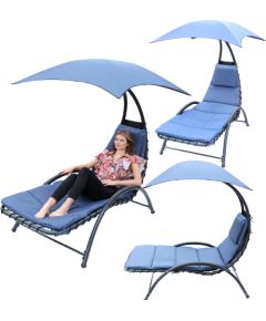 Saska Garden LEŻAK FOTEL Z PARASOLEM BERGAMO 200x125x180CM GRANAT
