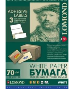 Lomond Self-Adhesive Paper Universal Labels, 3/210x99, A4, 50 sheets, White