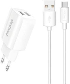 Dudao   EU wall charger 2x USB 5V / 2.4A + USB Type C cable white (A2EU + Type-c white) White