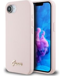 Guess Silicone Script Metal Logo MagSafe чехлол для Apple iPhone 16E