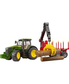Bruder John Deere 7R 350 m forwarding trailer, model vehicle (green/red, incl. 4 tree trunks)