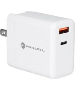 Forcell   FORCELL F-ENERGY TFK-TC-45WPDAC travel charger 3in1 Type C + USB A PD QC4.0 3A 45W with replaceable plugs (EU / UK / US) white