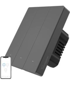Smart WiFi wall switch SONOFF M5-3C-80 (3-channel, for frame, graphite)