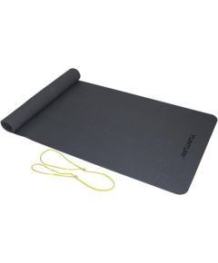 Tunturi TPE Yogamat Paklājiņš jogai, 3mm, antracīta krāsā ar dzeltenu auklu pārnēsāšanai