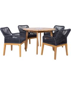 Garden furniture set FLORIDA table and 4 chairs, grey