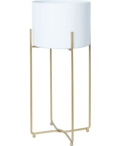 Flowerstand DEIA WHITE L  24,5x23,5xH57cm, white/golden