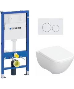 Geberit komplekts - pods ar QR/SC vāku Modo rimfree, rāmis Duofix Basic Delta un taustiņš Delta20 (balts)
