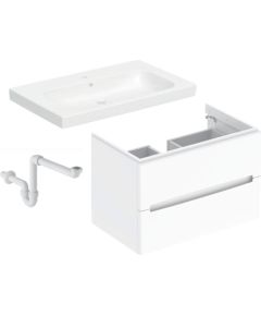 Geberit komplekts - izlietne ar sifonu un skapīti Modo, 800 mm, 2A, balta