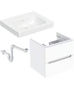 Geberit komplekts - izlietne ar sifonu un skapīti Modo, 600 mm, 2A, balta