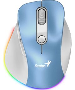 Mouse wireless, Genius Ergo 9000S Pro, white and blue, optical, 2400DPI