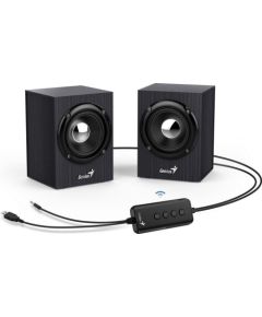 Genius loudspeakers SP-HF385BT, 2.0, 4W, black, volume control, BT, wooden, 3,5 mm jack/ bluetooth, 150Hz-20kHz