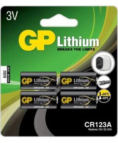 GP Baterijas CR123a 4 gb.
