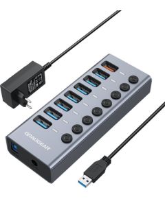 HUB USB Graugear 7-Port USB-A 3.0 HUB + 1x Ladeport