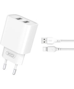 XO CE02C Mobilo telefonu lādētājs 2xUSB 2.1A  Type-C kabelis 1m