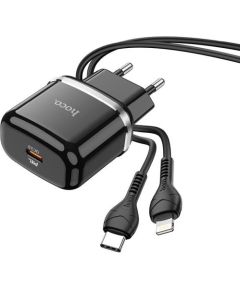 Hoco N24 Mobilo telefonu lādētājs Type-C QC3.0 20W + Lightning kabelis 1m