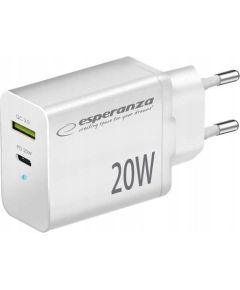 Esperanza EZC105W Зарядное устройство Type C 20W + USB QC3.0 18W