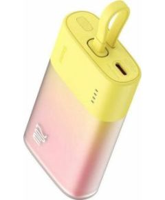 Baseus   BASEUS powerbank 5200 mAh with built-in cable Lightning + cable Type C to Type C PD QC 2,4A 20W PPKDC05I yellow pink