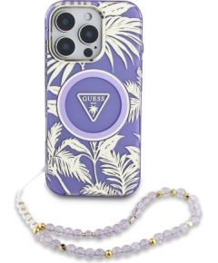 Guess IML Palm Trees Triangle Logo Pearl Strap MagSafe Case Чехол для Apple iPhone 16 Pro