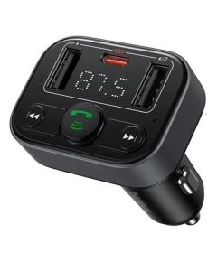Fm modulators Baseus Car 5.0 FM raidītājs 2xUSB + USB-C Black