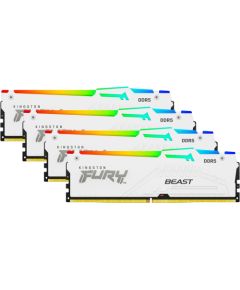 Kingston FURY DDR5 - 64GB - 5600 - CL - 40 (4x 16 GB) quad kit, RAM (white, KF556C40BWAK4-64, Fury Beast RGB, INTEL XMP)