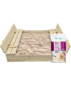 Koka smilšu kaste ar ģeotekstila paklāju Bonus Orbis, 120x120 cm, un 250kg smiltīm