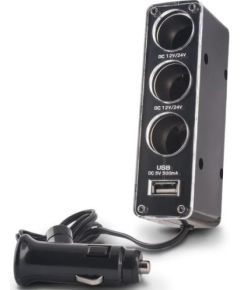 Blackmoon (423200) Auto lādētājs ar 3 ligzdām un USB 500mah 12V/24V