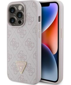 Guess PU Leather 4G Triangle Strass Case Защитный Чехол для iPhone 15 Pro