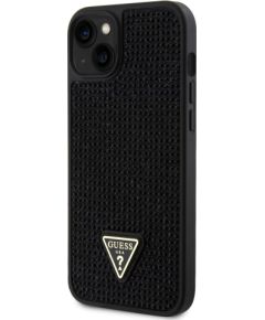 Guess Rhinestones Triangle Metal Logo Case priekš iPhone 15 Plus Melns