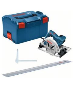 Bosch Hand-held circular saw GKS 55+ GCE Professional (blue, 1,350 watts, L-BOXX, guide rail FSN 1400)
