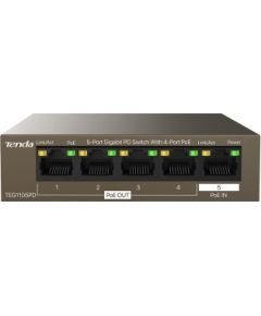 Tenda TEG1105PD network switch Gigabit Ethernet (10/100/1000) Power over Ethernet (PoE) Brown