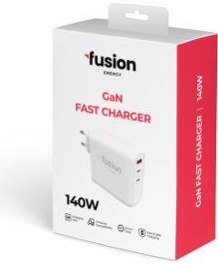 Fusion Energy lādētājs 2 x USB-C | USB-A | 140W | 3A balts (saderīgs ar Macbook | Dell | HP | ASUS)
