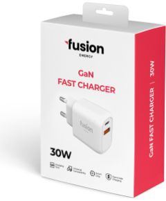 Fusion Energy tālruņa lādētājs USB-C | USB-A | 30W | 3A balts
