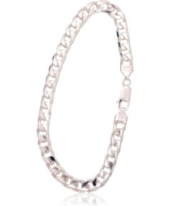 Sudraba ķēdīte Kartjē 6 mm, dimantu apstrādājums #2400146-bracelet, Sudrabs 925°, garums: 22 cm, 16 gr.