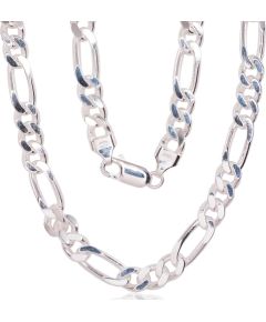 Sudraba ķēdīte Figaro 7 mm, dimantu apstrādājums #2400142, Sudrabs 925°, garums: 55 cm, 37.9 gr.