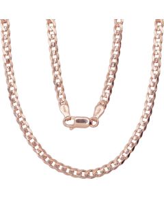Sudraba ķēdīte Kartjē gār. (Flat Curb) 3.8 mm, dimantu apstrādājums #2400102(PAu-R), Sudrabs 925°, sarkanais zelts (pārklājums), garums: 55 cm, 12.2 gr.