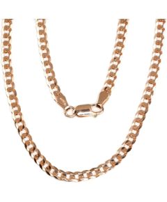 Sudraba ķēdīte Kartjē 3.9 mm, dimantu apstrādājums #2400070(PAu-R), Sudrabs 925°, sarkanais zelts (pārklājums), garums: 55 cm, 12 gr.