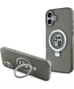 Karl Lagerfeld Apple  iPhone 16 Ringstand Karl and Choupette MagSafe Case Black