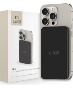 Tech-Protect   Tech-Protect LifeMag PB9 Powerbank with MagSafe 5000mAh 15W USB-C / Lightning ports - black + USB-C cable