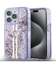 Guess Apple  iPhone 15 Pro PC/TPU Liquid Glitter Gold Stripe Case