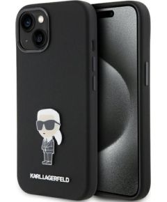 Karl Lagerfeld Apple  Karl Lagerfeld Silicone Ikonik Metal Pin case for iPhone 15 - black